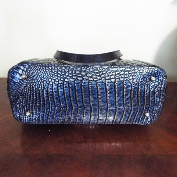 BRAHMIN Melbourne Croc Embossed Leather Handbag - MEDIUM ASHER LAZULI CROWE NWT - Picture 4 of 7